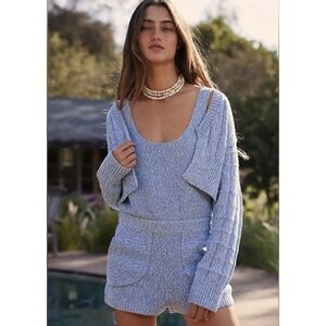 Free People Beach Declan Cable Knit Open Front Crop Cozy Sweater Cardigan Small